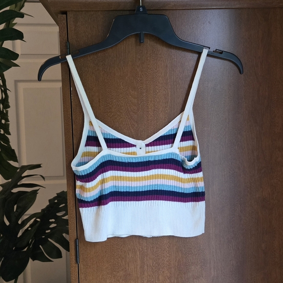 American Eagle Tiny Crop Tank Top Striped Womens Small - Picture 2 of 5